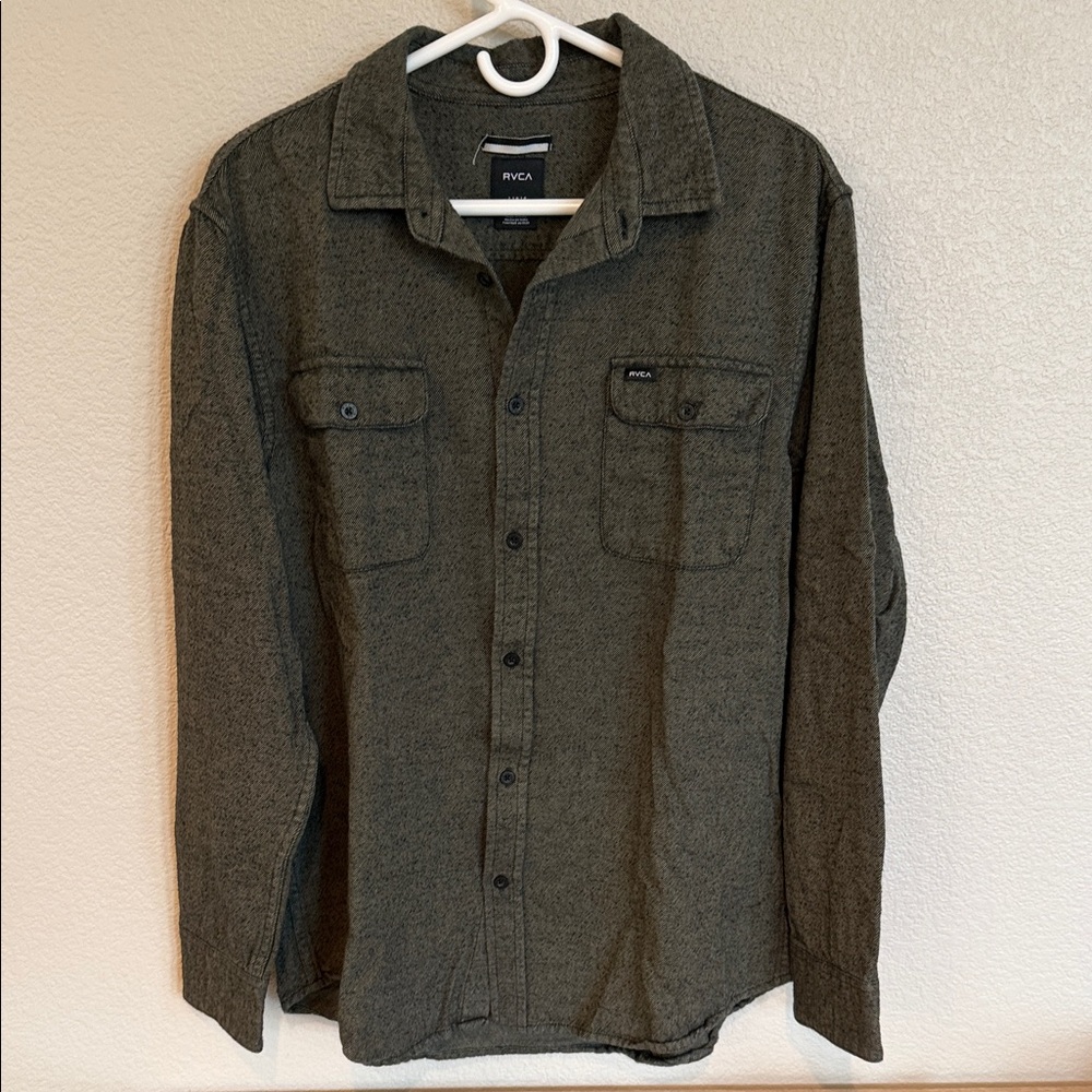 RVCA Olive Green Casual Button Down Shirt
